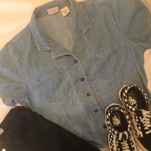Trendy denim t-shirt button down